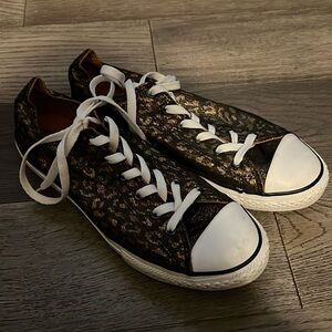 Girls Converse glitter leopard shoes